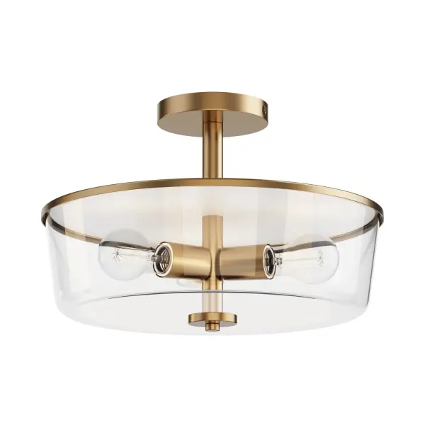 Fuller 3-Light Semi-Flush Convertible in Natural Aged Brass