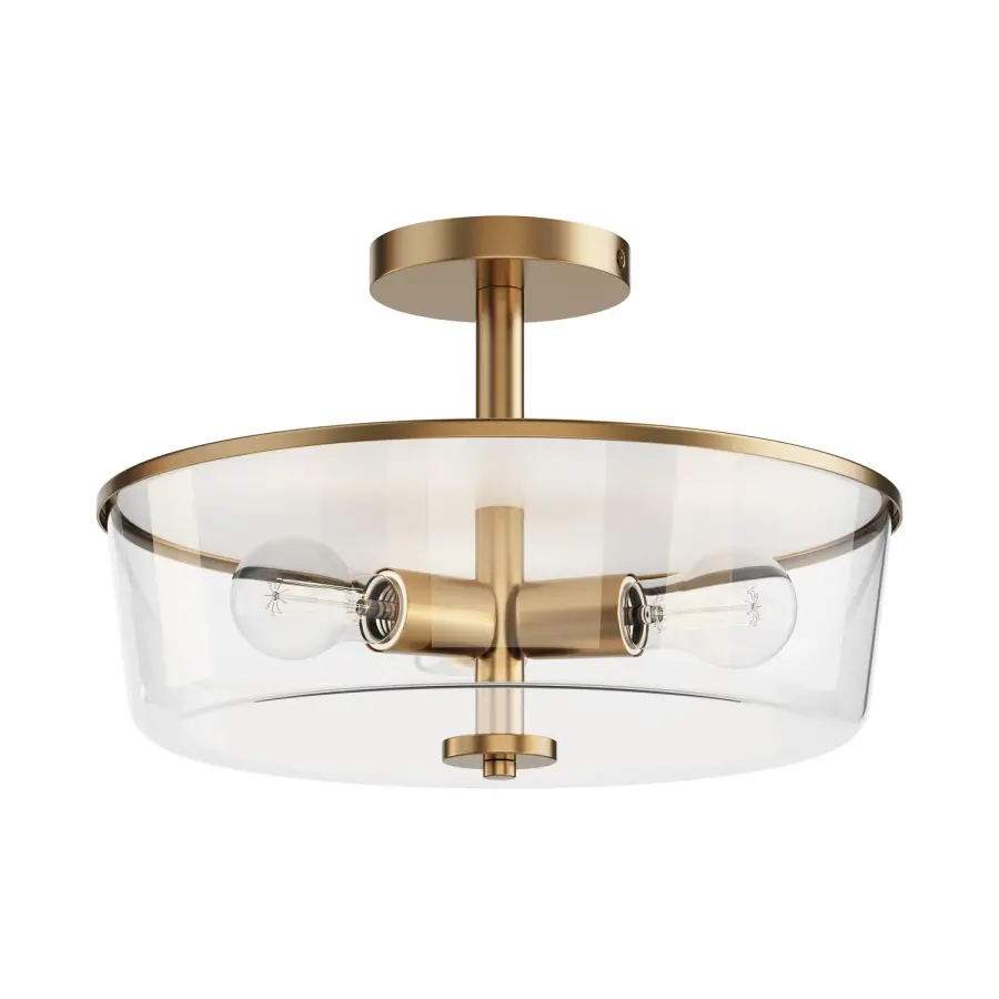 Fuller 3-Light Semi-Flush Convertible in Natural Aged Brass