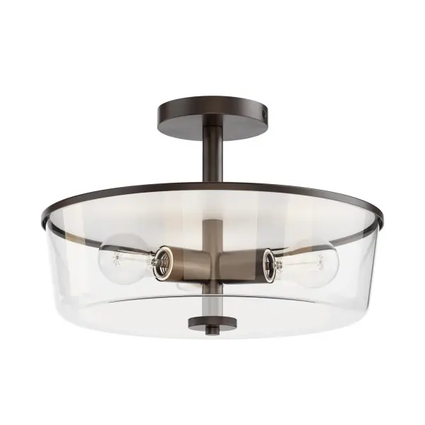 Fuller 3-Light Semi-Flush Convertible Pendant in Oil Rubbed Bronze