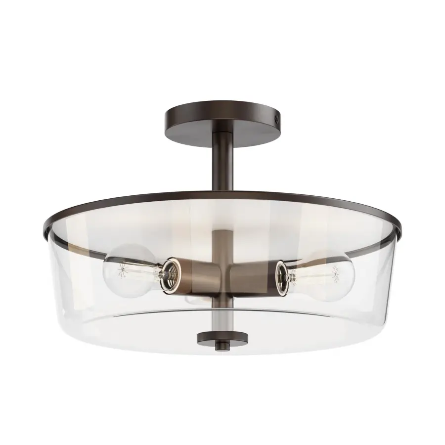 Fuller 3-Light Semi-Flush Convertible Pendant in Oil Rubbed Bronze