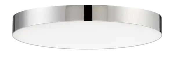 Thin discs of evenly illuminated LED create the impression of recessed lighting. The die-cast aluminum housings are available in White, Black, Satin Nickel, and Polished Chrome all with a thoughtfully recessed White polycarbonate diffuser. High efficiency and good color rendering make this a perfect choice for your next project. Collection: Trim Finish: Polished Chrome Glass: White Width: 7.00" Height: 0.75" Length: 7.00" Weight: 0.67 lb Wire: 8" Canopy: 0.75``x7`` Bulbs Included Number of Bulbs: 1 Maximum Wattage: 15.00 W Bulb Type: PCB Bulb Base: PCB Integrated Light Source: LED Light Output: 1200.00 lm Color Temperature: 3000 K CRI: 90 Rated Average Life: 50000 Voltage: 120.00 V Material: PC, steel Safety Listing: cETLus Safety Rating: Wet ADA Title 24 LED Manufacturer Warranty: 5 Spec Sheet Instructions Parts Diagram