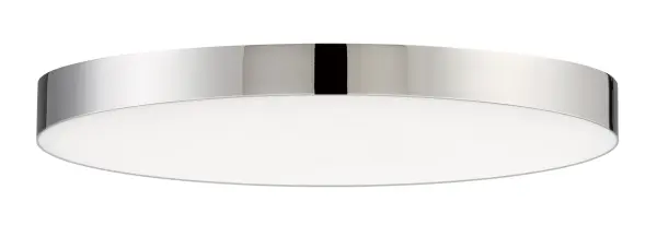 Thin discs of evenly illuminated LED create the impression of recessed lighting. The die-cast aluminum housings are available in White, Black, Satin Nickel, and Polished Chrome all with a thoughtfully recessed White polycarbonate diffuser. High efficiency and good color rendering make this a perfect choice for your next project. Collection: Trim Finish: Polished Chrome Glass: White Width: 9.00" Height: 0.75" Length: 9.00" Weight: 1.72 lb Wire: 8" Canopy: 0.75``x9`` Bulbs Included Number of Bulbs: 1 Maximum Wattage: 18.00 W Bulb Type: PCB Bulb Base: PCB Integrated Light Source: LED Light Output: 1450.00 lm Color Temperature: 3000 K CRI: 90 Rated Average Life: 50000 Voltage: 120.00 V Material: PC, steel Safety Listing: cETLus Safety Rating: Wet ADA Title 24 LED Manufacturer Warranty: 5 Spec Sheet Instructions Parts Diagram