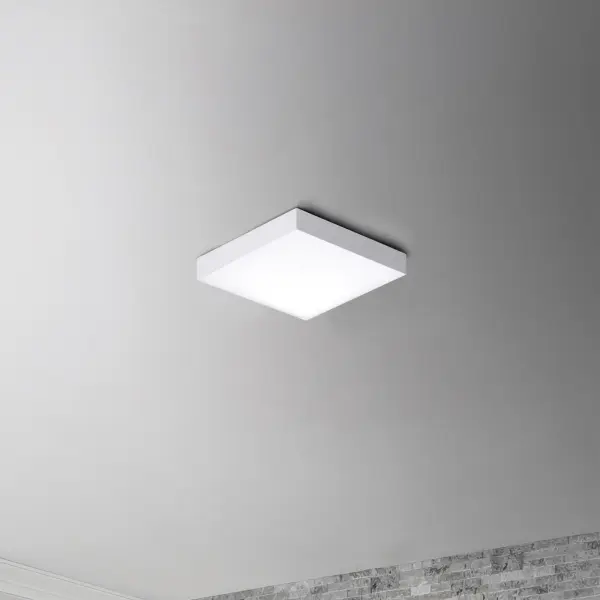 Thin discs of evenly illuminated LED create the impression of recessed lighting. The die-cast aluminum housings are available in White, Black, Satin Nickel, and Polished Chrome all with a thoughtfully recessed White polycarbonate diffuser. High efficiency and good color rendering make this a perfect choice for your next project. Collection: Trim Finish: White Glass: White Width: 4.75" Height: 0.75" Length: 4.75" Weight: 0.81 lb Wire: 8" Canopy: 0.75``x4.75`` Bulbs Included Number of Bulbs: 1 Maximum Wattage: 12.00 W Bulb Type: PCB Bulb Base: PCB Integrated Light Source: LED Light Output: 1000.00 lm Color Temperature: 3000 K CRI: 90 Rated Average Life: 50000 Voltage: 120.00 V Material: PC, steel Safety Listing: cETLus Safety Rating: Wet Title 24 LED Manufacturer Warranty: 5 Spec Sheet Instructions Parts Diagram - alternate view