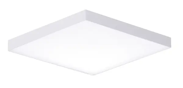 Thin discs of evenly illuminated LED create the impression of recessed lighting. The die-cast aluminum housings are available in White, Black, Satin Nickel, and Polished Chrome all with a thoughtfully recessed White polycarbonate diffuser. High efficiency and good color rendering make this a perfect choice for your next project. Collection: Trim Finish: White Glass: White Width: 6.25" Height: 0.75" Length: 6.25" Weight: 1.20 lb Wire: 8" Canopy: 0.75``x6.25`` Bulbs Included Number of Bulbs: 1 Maximum Wattage: 15.00 W Bulb Type: PCB Bulb Base: PCB Integrated Light Source: LED Light Output: 1200.00 lm Color Temperature: 3000 K CRI: 90 Rated Average Life: 50000 Voltage: 120.00 V Material: PC, steel Safety Listing: cETLus Safety Rating: Wet ADA Title 24 LED Manufacturer Warranty: 5 Spec Sheet Instructions Parts Diagram