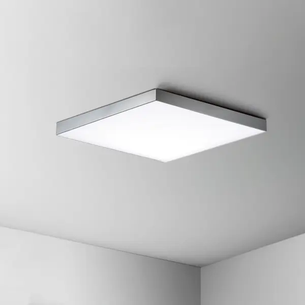 Thin discs of evenly illuminated LED create the impression of recessed lighting. The die-cast aluminum housings are available in White, Black, Satin Nickel, and Polished Chrome all with a thoughtfully recessed White polycarbonate diffuser. High efficiency and good color rendering make this a perfect choice for your next project. Collection: Trim Finish: Polished Chrome Glass: White Width: 10.50" Height: 0.75" Length: 10.50" Weight: 2.61 lb Wire: 8" Canopy: 0.75``x10.5`` Bulbs Included Number of Bulbs: 1 Maximum Wattage: 20.00 W Bulb Type: PCB Bulb Base: PCB Integrated Light Source: LED Light Output: 1600.00 lm Color Temperature: 3000 K CRI: 90 Rated Average Life: 50000 Voltage: 120.00 V Material: PC, steel Safety Listing: cETLus Safety Rating: Wet ADA Title 24 LED Manufacturer Warranty: 5 Spec Sheet Instructions Parts Diagram - alternate view