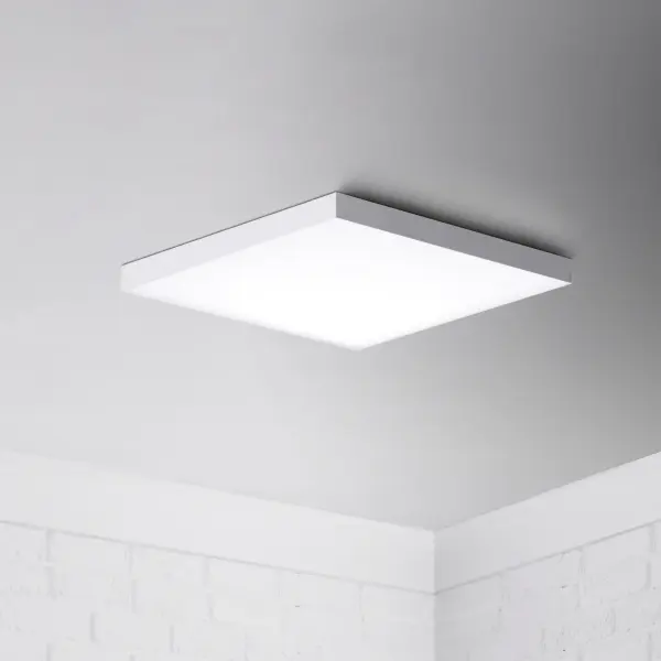 Thin discs of evenly illuminated LED create the impression of recessed lighting. The die-cast aluminum housings are available in White, Black, Satin Nickel, and Polished Chrome all with a thoughtfully recessed White polycarbonate diffuser. High efficiency and good color rendering make this a perfect choice for your next project. Collection: Trim Finish: White Glass: White Width: 10.50" Height: 0.75" Length: 10.50" Weight: 2.61 lb Wire: 8" Canopy: 0.75``x10.5`` Bulbs Included Number of Bulbs: 1 Maximum Wattage: 20.00 W Bulb Type: PCB Bulb Base: PCB Integrated Light Source: LED Light Output: 1600.00 lm Color Temperature: 3000 K CRI: 90 Rated Average Life: 50000 Voltage: 120.00 V Material: PC, steel Safety Listing: cETLus Safety Rating: Wet ADA Title 24 LED Manufacturer Warranty: 5 Spec Sheet Instructions Parts Diagram - alternate view