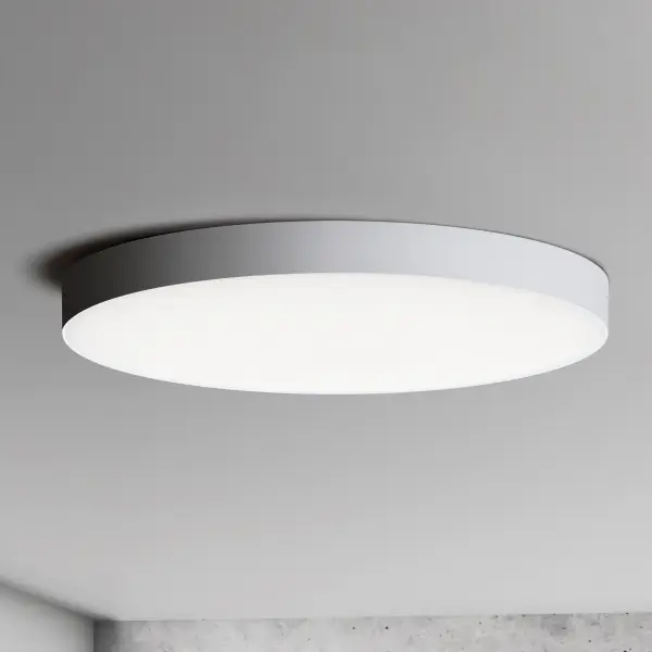 Thin discs of evenly illuminated LED create the impression of recessed lighting. The die-cast aluminum housings are available in White, Black, Satin Nickel, and Polished Chrome all with a thoughtfully recessed White polycarbonate diffuser. High efficiency and good color rendering make this a perfect choice for your next project. Collection: Trim Finish: White Glass: White Width: 16.00" Height: 1.50" Length: 16.00" Weight: 5.66 lb Wire: 8" Bulbs Included Number of Bulbs: 1 Maximum Wattage: 25.00 W Bulb Type: PCB Bulb Base: PCB Integrated Light Source: LED Light Output: 2000.00 lm Color Temperature: 3000 K CRI: 90 Rated Average Life: 50000 Voltage: 120.00 V Material: PC, steel Safety Rating: Wet LED Manufacturer Warranty: 5 Spec Sheet Instructions - alternate view