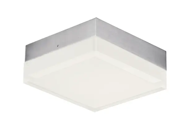 Our ever popular flush mount available in an updated form. Featuring die-cast aluminum bases available in Satin Nickel or Polished Chrome with dimensional acrylic diffusers, Clear on the outside and Frost on the inside creating an intriguing optical effect. With increased lumens and better pricing this collection is the second generation in an already famous collection. Use the optional pendant adapter to convert any size to a hanging fixture. Collection: Illuminaire II Finish: Satin Nickel Glass: Clear and Frosted Width: 4.75" Height: 1.75" Length: 4.75" Weight: 1.20 lb Wire: 8" Canopy: 0.75``x4.75`` Bulbs Included Number of Bulbs: 1 Maximum Wattage: 12.50 W Bulb Type: PCB Bulb Base: PCB Integrated Light Source: LED Light Output: 820.00 lm Color Temperature: 3000 K CRI: 90 Rated Average Life: 35000 Voltage: 120.00 V Material: Acrylic, Aluminum Safety Listing: cETLus Safety Rating: Wet Title 24 LED Manufacturer Warranty: 5 Spec Sheet Instructions Parts Diagram
