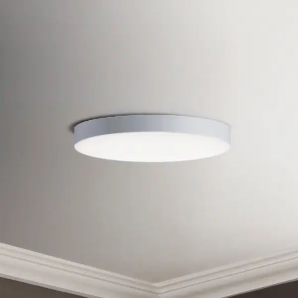 Thin discs of evenly illuminated LED create the impression of recessed lighting. The die-cast aluminum housings are available in White, Black, Satin Nickel, and Polished Chrome all with a thoughtfully recessed White polycarbonate diffuser. High efficiency and good color rendering make this a perfect choice for your next project. Use the optional pendant adapter to convert any size to a hanging fixture. Collection: Trim - 0-10 V Finish: White Glass: White Width: 7.00" Height: 1.00" Length: 7.00" Weight: 1.04 lb Canopy: 1"x3.25" Bulbs Included Number of Bulbs: 1 Maximum Wattage: 15.00 W Bulb Type: PCB Bulb Base: PCB Integrated Light Source: LED Light Output: 1450.00 lm Color Temperature: 3000 K CRI: 90 Voltage: 120.00 V Safety Listing: cETLus Safety Rating: Wet Energy Star ADA Title 24 LED Manufacturer Warranty: 5 Spec Sheet Instructions - alternate view