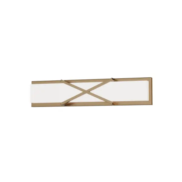 Collection: Dexter Finish: Natural Aged Brass Glass: White Width: 24.00" Height: 5.50" Weight: 4.85 lb Extension from Wall: 3.00" Wire: 8" Canopy: 4"x23" Bulbs Included Number of Bulbs: 1 Maximum Wattage: 25.00 W Bulb Base: Integrated Light Source: LED Light Output: 1600.00 lm Color Temperature: 3000 K CRI: 90 Rated Average Life: 50000 Voltage: 120.00 V Material: Steel, PC Safety Listing: cETLus Safety Rating: Damp ADA LED Spec Sheet