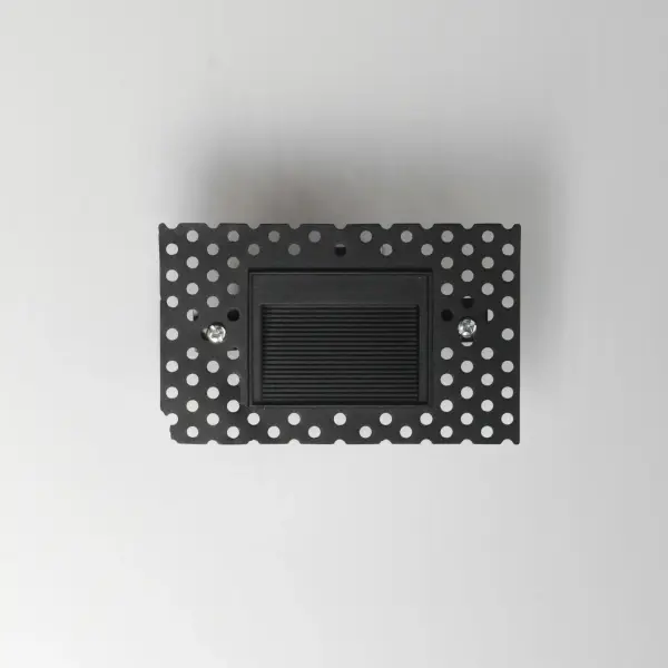 Step and pathway lighting suitable for interior or exterior application. Designed to install into a single gang box and is line voltage so additional transformers are not needed. Available in Aluminum, White, Black, or Bronze and both horizontal wide beam or vertical narrow beam spread. - alternate view