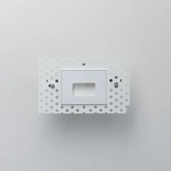 Step and pathway lighting suitable for interior or exterior application. Designed to install into a single gang box and is line voltage so additional transformers are not needed. Available in Aluminum, White, Black, or Bronze and both horizontal wide beam or vertical narrow beam spread. Collection: Path Finish: White Width: 4.75" Height: 3.00" Weight: 0.26 lb Extension from Wall: 1.75" Wire: 8" Bulbs Included Number of Bulbs: 1 Maximum Wattage: 3.00 W Bulb Base: Integrated Light Source: LED Light Output: 90.00 lm Color Temperature: 3000 K CRI: 80 Rated Average Life: 25000 Voltage: 120.00 V Material: Aluminum Safety Listing: cETLus Safety Rating: Wet ADA LED Spec Sheet Instructions - alternate view