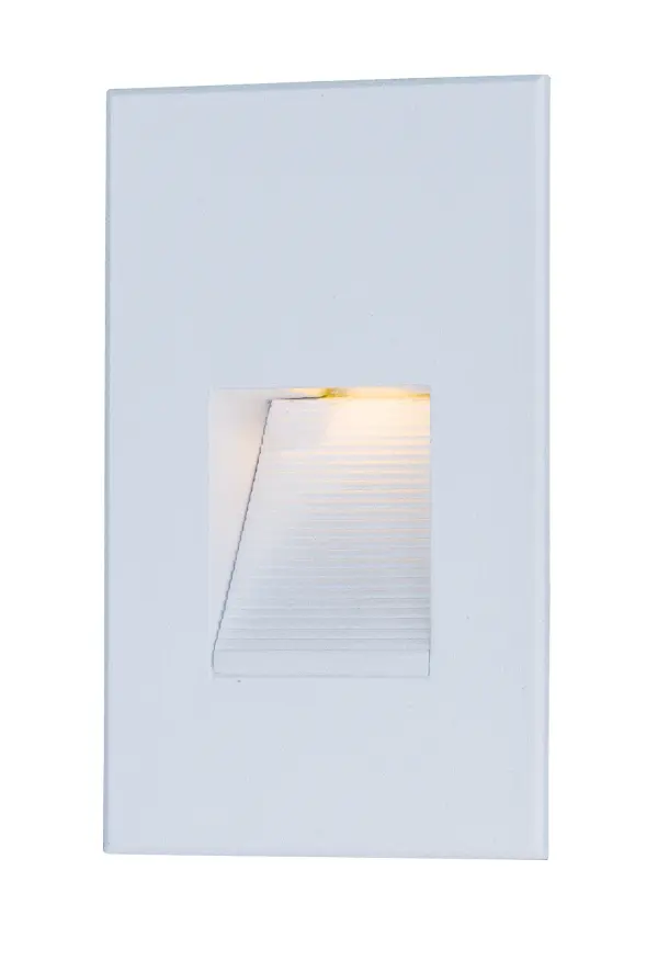 Step and pathway lighting suitable for interior or exterior application. Designed to install into a single gang box and is line voltage so additional transformers are not needed. Available in Aluminum, White, Black, or Bronze and both horizontal wide beam or vertical narrow beam spread. Collection: Path Finish: White Width: 3.00" Height: 5.00" Weight: 0.77 lb Extension from Wall: 1.50" Wire: 6" Canopy: 3"x5" Bulbs Included Number of Bulbs: 1 Maximum Wattage: 4.00 W Bulb Type: LED Bulb Base: PCB Integrated Light Source: LED Light Output: 112.00 lm Color Temperature: 3000 K CRI: 80 Rated Average Life: 50000 Voltage: 120.00 V Material: Aluminum Safety Listing: cETLus Safety Rating: Wet LED Spec Sheet Instructions Parts Diagram