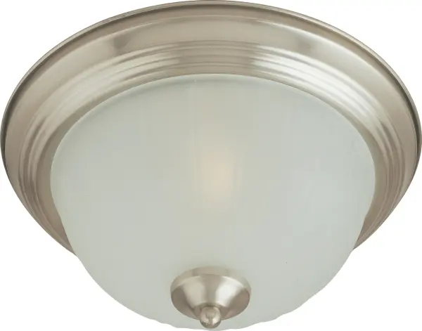 Maxim Lighting's commitment to both the residential lighting and the home building industries will assure you a product line focused on your lighting needs. With Maxim Lighting you will find quality product that is well designed, well priced and readily available. Collection: Essentials - 583x Finish: Satin Nickel Glass: Frosted Width: 13.50" Height: 6.00" Length: 13.50" Weight: 2.73 lb Number of Bulbs: 2 Maximum Wattage: 60.00 W Bulb Type: A19 Bulb Base: E26 Medium Light Source: Incandescent Light Output: 1344.00 lm Dimmable Rated Average Life: 2500 Voltage: 120.00 V Material: Glass, Steel Safety Listing: cETLus Safety Rating: Damp Manufacturer Warranty: 1 Spec Sheet Instructions Parts Diagram
