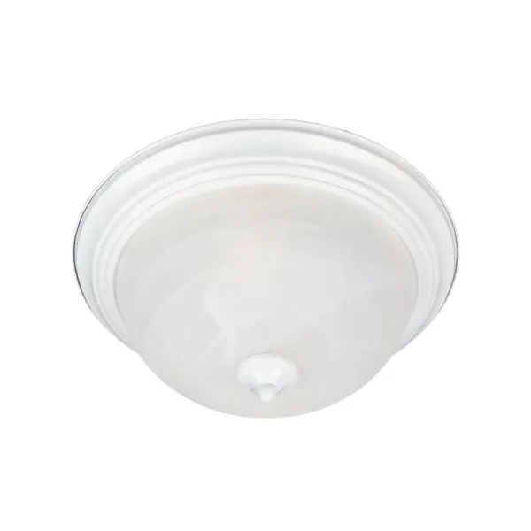 Maxim Lighting's commitment to both the residential lighting and the home building industries will assure you a product line focused on your lighting needs. With Maxim Lighting you will find quality product that is well designed, well priced and readily a Collection: Essentials - 584x Finish: White Glass: Marble Width: 13.50" Height: 6.00" Length: 13.50" Weight: 2.73 lb Number of Bulbs: 2 Maximum Wattage: 60.00 W Bulb Type: A19 Bulb Base: E26 Medium Light Source: Incandescent Light Output: 1344.00 lm Dimmable Rated Average Life: 2500 Voltage: 120.00 V Material: Glass, Steel Safety Listing: cETLus Safety Rating: Damp Manufacturer Warranty: 1 Spec Sheet Instructions Parts Diagram