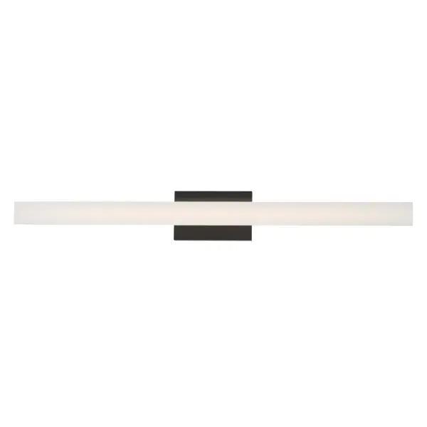 Collection: Vogue Finish: Black Glass: Clear and Frosted Width: 5.00" Height: 5.00" Length: 36.00" Weight: 3.01 lb Extension from Wall: 2.00" Wire: 6" Canopy: 5"x7"x1" Bulbs Included Number of Bulbs: 1 Maximum Wattage: 30.00 W Bulb Base: Integrated Light Source: LED Light Output: 2000.00 lm Color Temperature: 2700 K CRI: 90 Rated Average Life: 50000 Voltage: 120.00 V Material: Acrylic, Steel Safety Listing: cETLus Safety Rating: Damp ADA Title 24 LED Spec Sheet