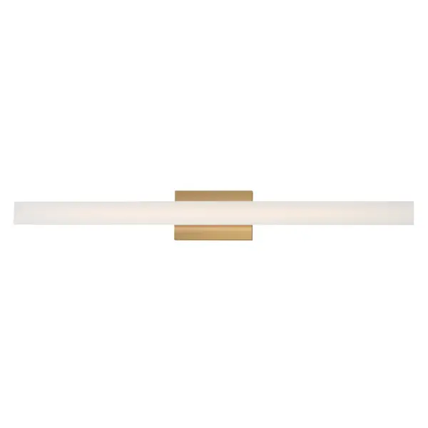 Collection: Vogue Finish: Natural Aged Brass Glass: Clear and Frosted Width: 5.00" Height: 5.00" Length: 36.00" Weight: 3.01 lb Extension from Wall: 2.00" Wire: 6" Canopy: 5"x7"x1" Bulbs Included Number of Bulbs: 1 Maximum Wattage: 30.00 W Bulb Base: Integrated Light Source: LED Light Output: 2000.00 lm Color Temperature: 2700 K CRI: 90 Rated Average Life: 50000 Voltage: 120.00 V Material: Acrylic, Steel Safety Listing: cETLus Safety Rating: Damp ADA Title 24 LED Spec Sheet