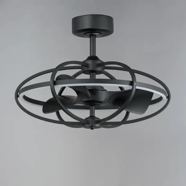 Taking the standard fan to the next level, Fandelights such as this one house a Wifi-enabled fan within a decorative chandelier frame. This transitional look features a minimalistic frame finished in your choice of Matte Black or Satin Nickel and a downward directed ring of LED illumination. The Wi-Fi enabled functions control the light intensity, color temperature, and speed of the fan. They can be operated by the remote provided or popular Smart Home applications from your phone or other electronic device. - alternate view
