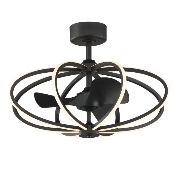 The Solstice Fandelight houses a Wifi-enabled fan within a cage of artfully bent Satin Nickel channels to create a classic form in light. The Smart control functions operate both the fan and the light itself. Adjust the color temperature and light intensity by use of the remote provided or Smart Home apps without the use of a gateway.