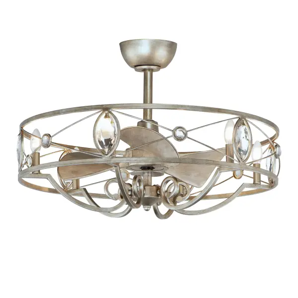 This romantic Fandelight delivers luxury appeal and timeless sophistication. Gracefully curved arms support a crown affixed with Beveled Crystal jewels. LED candelabra bulbs are positioned behind the crystal to illuminate each crystal individually. A Wi-Fi enabled control is housed in the canopy that can be either operated by the remote provided or Smart Home apps without the use of a bridge.