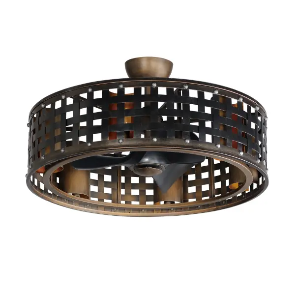 Not just a fan, the Portcullis FanDelight is framed within a woven metal grate pattern in a rich Bronze Gilt finish. The interior gold finish adds warmth to the candelabras that are shielded with a curved reflector backplate not to be disrupted by the circulating fan blades behind it. With a full range of fan control and Wifi-enabled, this fixture is not only attractive, but full of functional features.