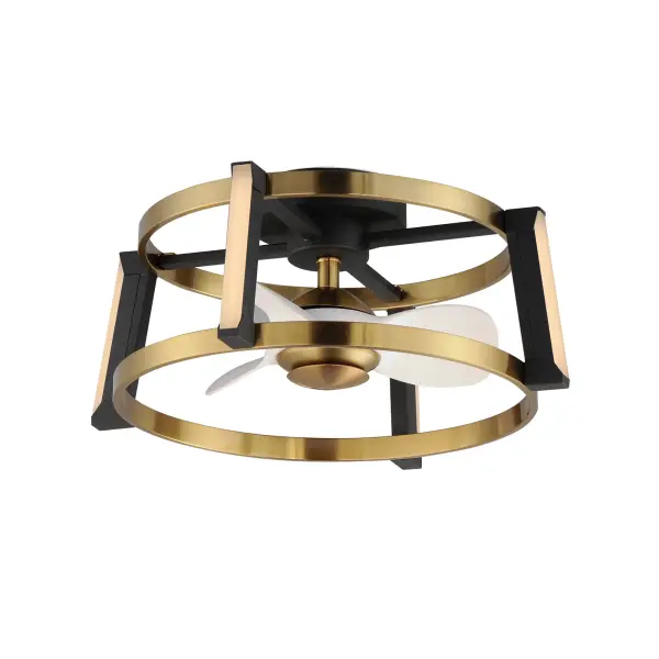 For those with smaller spaces in need of a fan, look no further than this Darling Fandelight. Eliminating the fan rod of a typical fandelight, this is the first hugger Fandelight that provides stylish trends with a low profile integrated fan. The combination finish of Natural Aged Brass, Matte Black, and white fan blades make this a design that delivers trend, not just functionality. Fully dimmable the Fandelight features can be controlled by the attractive remote provided or through its Wifi-enabled technology.