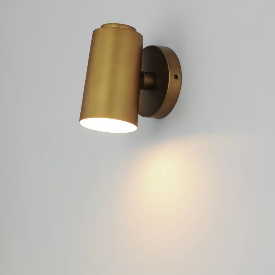 Spot Light LED Outdoor Wall Sconce in Natural Aged Brass - Image 2