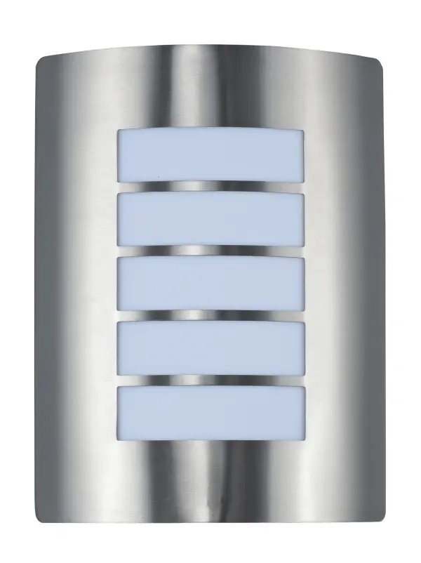 Collection: View LED E26 Finish: Stainless Steel Glass: White Width: 9.00" Height: 10.75" Weight: 2.82 lb Extension from Wall: 3.50" Canopy: 9"x6" Bulbs Included Number of Bulbs: 1 Maximum Wattage: 7.00 W Bulb Type: A19 Bulb Base: E26 Medium Light Source: LED Light Output: 900.00 lm Color Temperature: 3000 K CRI: 90 Rated Average Life: 25000 Voltage: 120.00 V Material: Stainless Steel, Polycarbonate Safety Listing: cETLus Safety Rating: Wet Title 24 LED Spec Sheet Instructions Parts Diagram