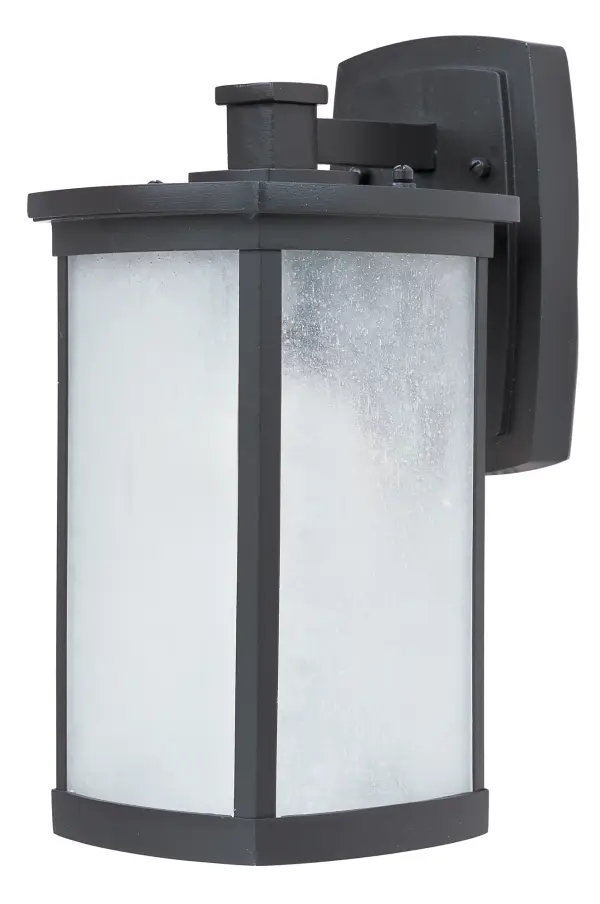 Simple lines create a transitional style that fits a wide variety of exterior home design. Available in both Platinum or Bronze finish, Frosted Seedy or Clear Ribbed glass, or fluorescent, incandescent or LED lamping.