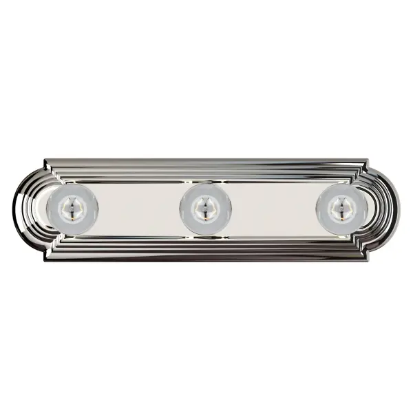 When you need necessary lighting for your home, think Essential first. Essential collection's selection of traditional, transitional and contemporary lighting focuses on simple design to brighten up any room. Fixtures come in choice of Country Stone, Oil Rubbed Bronze, Pewter, Polished Brass, Polished Chrome and Satin Nickel to meet your specific design requirements. Collection: Essentials - 712x Finish: Polished Chrome Width: 18.00" Height: 4.75" Weight: 1.43 lb Extension from Wall: 5.00" Canopy: 14"x4" Number of Bulbs: 3 Maximum Wattage: 60.00 W Bulb Type: G25 Bulb Base: E26 Medium Light Source: Incandescent Light Output: 3450.00 lm Dimmable Rated Average Life: 2500 Voltage: 120.00 V Material: Steel Safety Listing: cETLus Safety Rating: Damp Manufacturer Warranty: 1 Spec Sheet Instructions Parts Diagram - alternate view