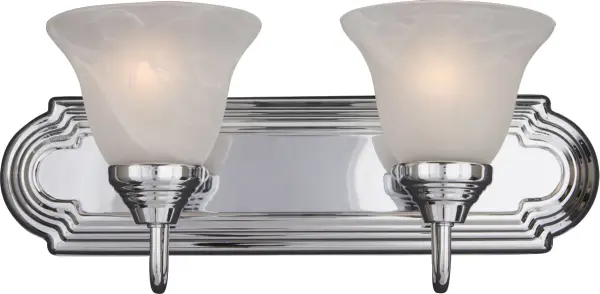 When you need necessary lighting for your home, think Essential first. Essential collection's selection of traditional, transitional and contemporary lighting focuses on simple design to brighten up any room. Fixtures come in choice of Oil Rubbed Bronze, Polished Brass, Polished Chrome and Satin Nickel to meet your specific design requirements. Collection: Essentials - 801x Finish: Polished Chrome Glass: Marble Width: 18.00" Height: 7.00" Weight: 3.88 lb Extension from Wall: 8.00" Canopy: 4.75"x18" Number of Bulbs: 2 Maximum Wattage: 60.00 W Bulb Type: A19 Bulb Base: E26 Medium Light Source: Incandescent Light Output: 2300.00 lm Dimmable Rated Average Life: 2500 Voltage: 120.00 V Material: Steel, Glass Safety Listing: cETLus Safety Rating: Damp Manufacturer Warranty: 1 Spec Sheet Instructions Parts Diagram