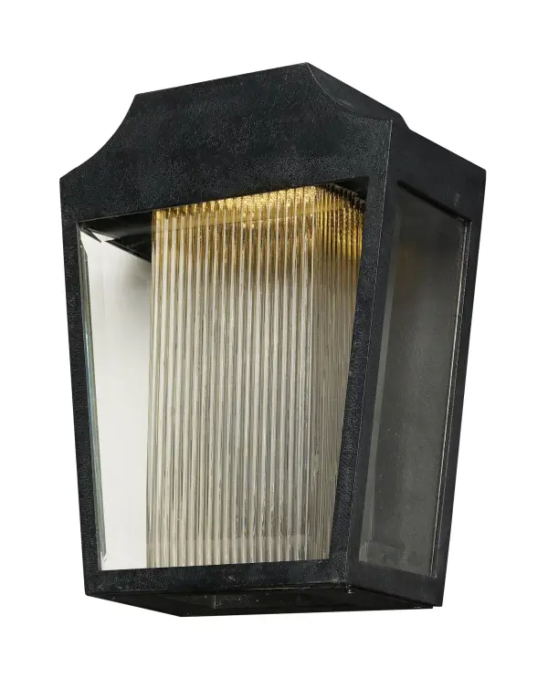 A ribbed glass diffuser glows in the night as it is illuminated by an energy efficient LED light source concealed in the hood.  Available in two finish combinations Adobe with Topaz Ribbed and Anthracite with Clear Ribbed diffusers.