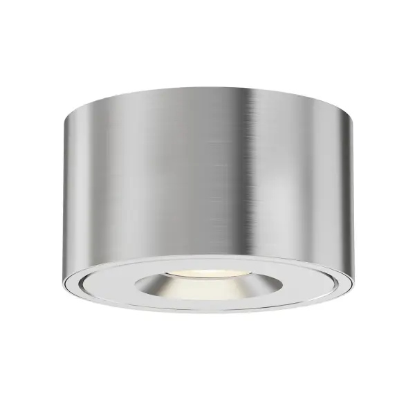 Collection: Fulcrum Finish: Brushed Aluminum Width: 5.00" Height: 2.75" Weight: 1.45 lb Wire: 8" Canopy: 5"x5" Bulbs Included Number of Bulbs: 1 Maximum Wattage: 12.00 W Bulb Base: PCB Integrated Light Source: LED Color Temperature: 3000 K CRI: 90 Rated Average Life: 50000 Voltage: 120.00 V Material: Aluminum+Glass Safety Listing: cETLus LED Manufacturer Warranty: 2 Spec Sheet