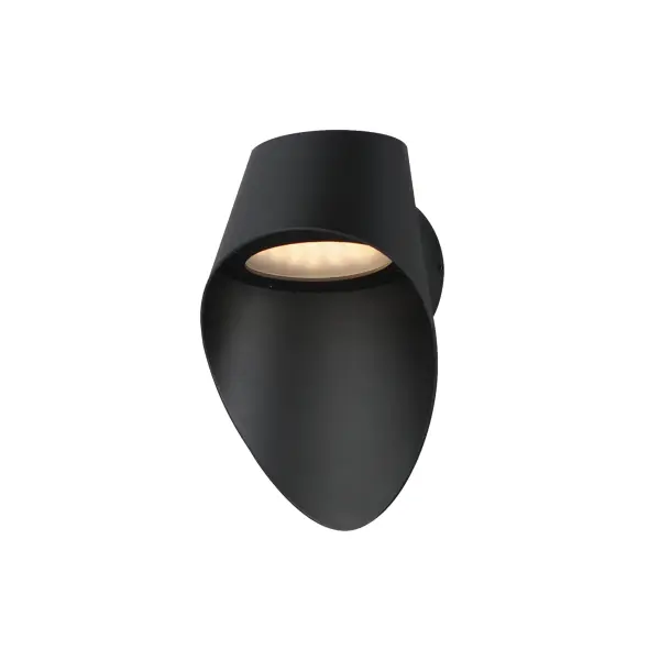 Compact yet stylish, the Cape outdoor sconce features an elongated backplate that elegantly shrouds a recessed LED module within its hood. Finished in contemporary Matte Black, this sconce delivers a unique lighting solution that is both functional and fashion-forward, perfect for modern outdoor spaces.