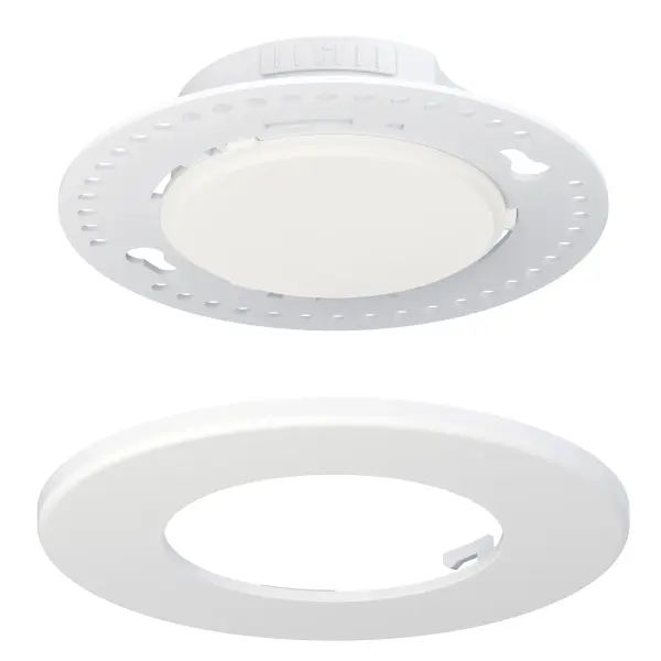 Designed to install snug into a 4-0 junction box, this surface mounted fixture boasts the lowest profile possible similar to recessed lighting. The twist locking trim easily removes for installation with a frame that can be mudded-in for an even more streamlined design. Economically priced, the Snug is ideal for residential or commercial spaces looking for a more attractive option. - alternate view