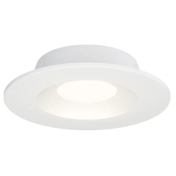 High performance and high in style, the Crisp is constructed like a surface mount that can install into a variety of 4-0 junction boxes while designed with a recessed appearance. The fixtures almost impossibly slopes into the junction box with snap in trims in a variety of styles. Purchase the mud-in ring assembly kit and you can opt for a trim-less design. Not only good-looking, each unit also delivers over 1000 lumens providing ample lighting. With its concave design, the light source is obscured from the finished ceiling surface thereby reducing glare. Available in warm 3000K single CCT or 5CCT selectable with an accessible switch behind the faceplate so you can set your preferred light temperature without removing the light from the junction box.