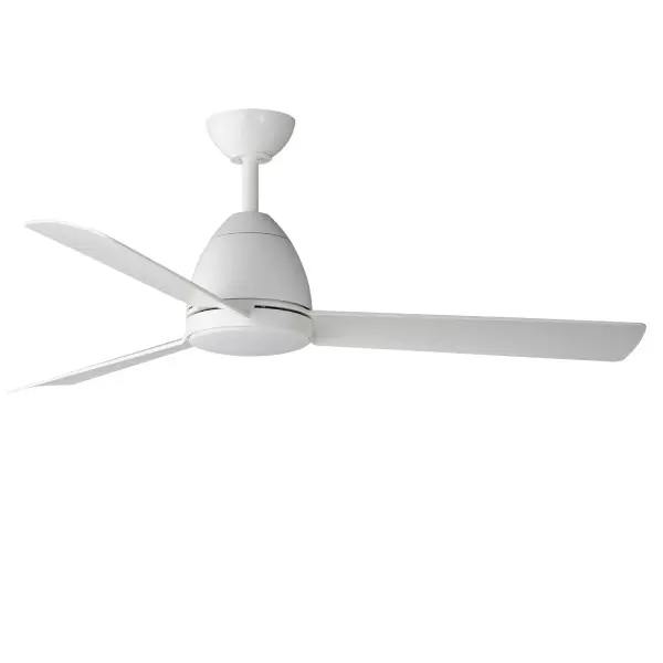 The Seaborne ceiling fan combines coastal aesthetics with modern functionality. Its 52-inch span and integrated 1230-lumen LED light make it ideal for medium-sized rooms. The matte white finish and clean design complement various décor styles.