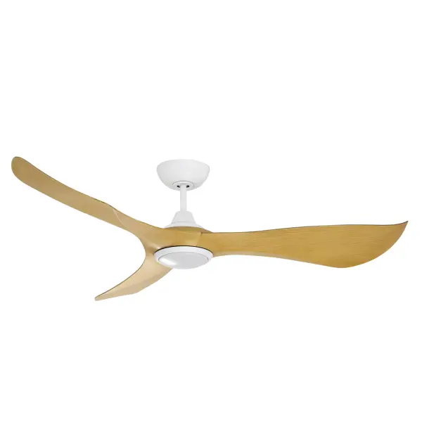 Keanu 56" Ceiling Fan in Matte White with Teak Blades - Image 1