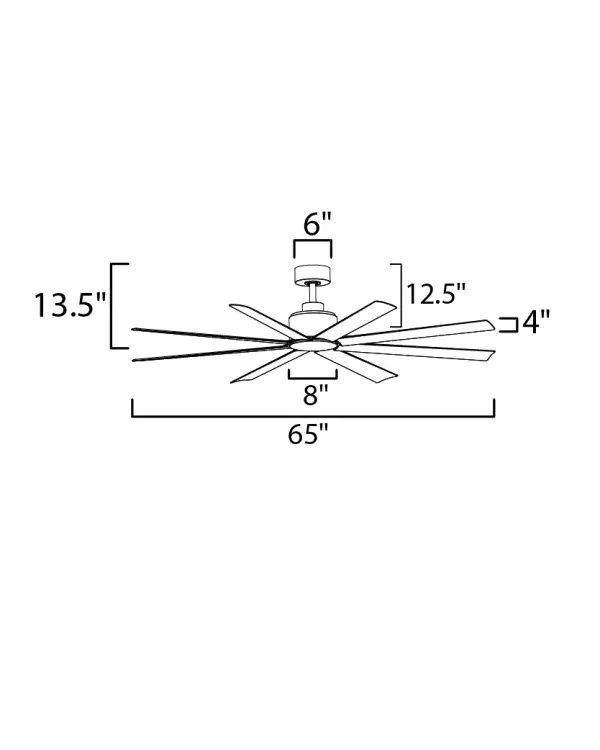 Expansive blade spans of 65" ABS blades or 80" aluminum blades, the Condor soars as an outdoor rated fan. Clean design with a DC motor and strong airflow performance. Available in Matte Black, Matte White, or Brushed Aluminum. No light kit included. Paired with a DC wall control that does not get interrupted by various frequencies and uses novel 3-wire installations to provide reliable functionality. - alternate view