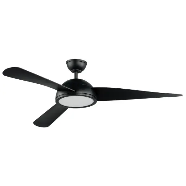 Sweeping arcs define this fan, designed for contemporary and refreshing upgrades. The central housing is domical, from which a trio of uniquely curved fan blades smoothly rotate. Available in Satin Nickel with Silver blades and Black with two-tone Walnut/Black blades, the Cupola also features an LED integrated dome shape or a 2 lamp light kit with a domical glass to create a perfect sphere.