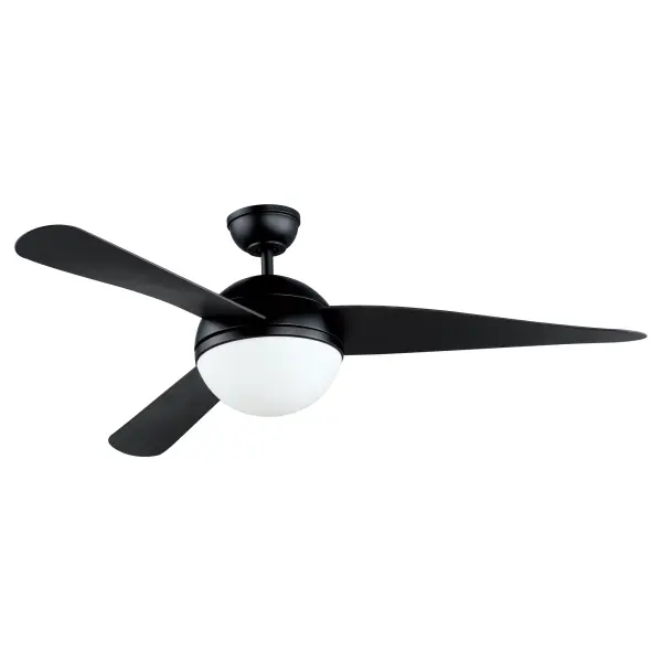 Sweeping arcs define this fan, designed for contemporary and refreshing upgrades. The central housing is domical, from which a trio of uniquely curved fan blades smoothly rotate. Available in Satin Nickel with Silver blades and Black with two-tone Walnut/Black blades, the Cupola also features an LED integrated dome shape or a 2 lamp light kit with a domical glass to create a perfect sphere.