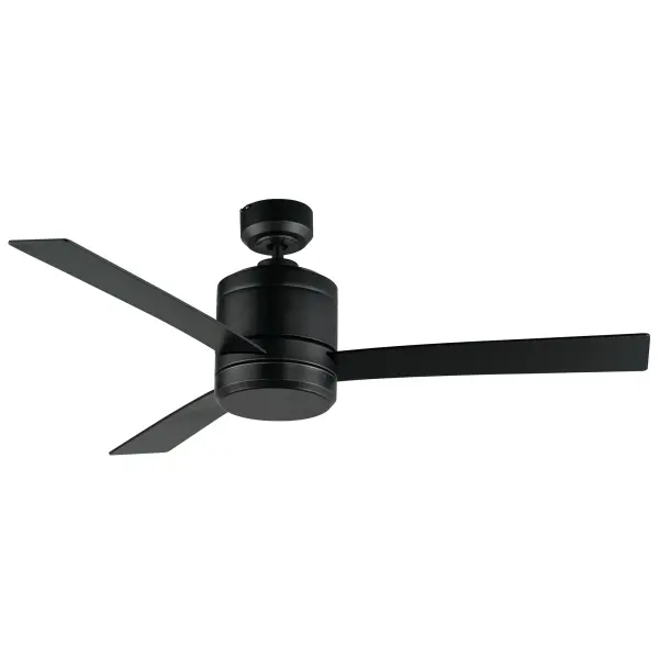 Clean and contemporary, the Tanker ceiling fan is damp rated so whether it is a covered outdoor living space or any room indoor this sleek fan suits the application. Ditch the fan rod and convert to a hugger. Several lengths of extension rods allow you to use this fan no matter the ceiling height.  Available in 2 different finishes: Satin Nickel, and matte Black.