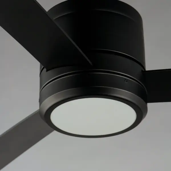 Clean and contemporary, the Tanker ceiling fan is damp rated so whether it is a covered outdoor living space or any room indoor this sleek fan suits the application. Ditch the fan rod and convert to a hugger. Several lengths of extension rods allow you to use this fan no matter the ceiling height.  Available in 2 different finishes: Satin Nickel, and matte Black. - alternate view
