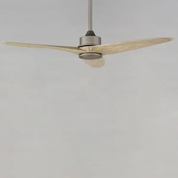 The Woodwind combines contemporary design with practical performance. Its three curved solid wood blades and integrated LED light create a sophisticated look, while 6-speed operation and remote control offer convenience. - alternate view