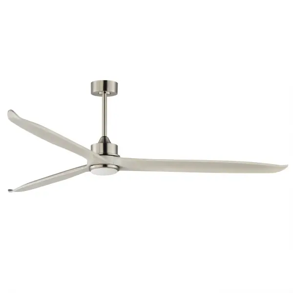 Solid Wood blades curve as they rotate around a center housing with LED light kit included. An additional cover plate is included if the light kit is not used. Select from stylish finish combinations including Natural Aged Brass with White Wood, Satin Nickel with Greywood, Black with Walnut wood, or Charcoal Bronze with Distressed Wood. Collection: Woodwind Finish: Satin Nickel Width: 80.00" Height: 14.50" Length: 80.00" Weight: 12.13 lb Wire: 92" Canopy: 6"x6"x2.5" Bulbs Included Number of Bulbs: 1 Maximum Wattage: 18.00 W Bulb Base: PCB Integrated Light Source: LED Light Output: 810.00 lm Color Temperature: 2700 K CRI: 90 Rated Average Life: 50000 Voltage: 120.00 V Material: Steel Safety Listing: cETLus LED Spec Sheet Instructions