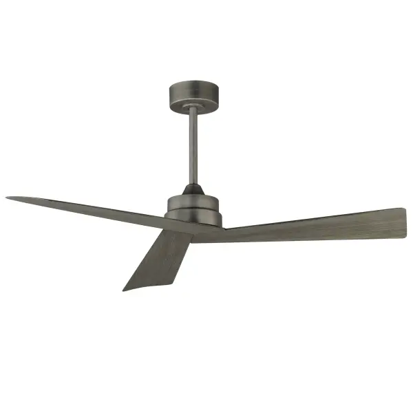 Sharp angular blades come together at the center housing of this fan for a modern, yet transitional look. Available in finishes that match most interior spaces, select from Matte Black, Satin Nickel with Greywood, Natural Aged Brass with White Blades and Charcoal with Driftwood Blades. With a DC motor and magnetic wall mounted remote that is included, this fan is sure to be a stylish addition to your space.