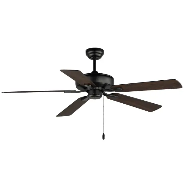 A long awaited update to the conventional indoor fan collection. Updated blades, brackets, and motor housing for more transitional spaces. A streamlined LED fan light kit pairs perfectly with the updated design. Available in Matte Black with Black/Walnut fan blades, Satin Nickel with Silver/Distressed-Wood Fan Blades, or White with White/White-Oak fan blades.