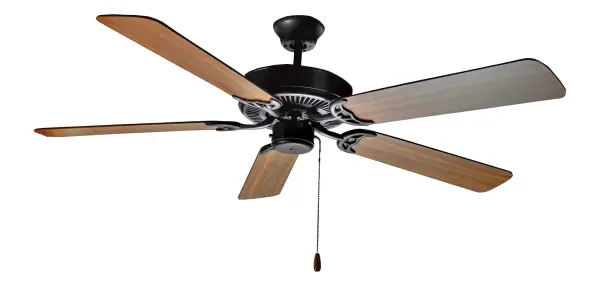 The Basic-Max ceiling fan features the ability to be installed three different ways: close mount, standard stem, and optional stems up to 72" long. - alternate view