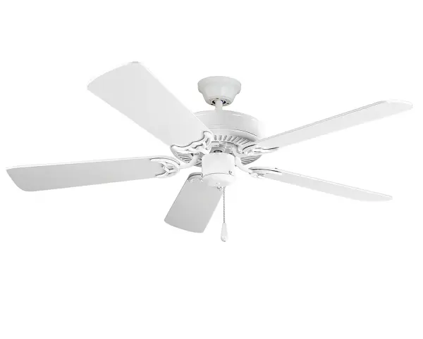 The Basic-Max ceiling fan features the ability to be installed three different ways: close mount, standard stem, and optional stems up to 72" long. Collection: Basic-Max Finish: Matte White Notes: Light Kit Not Included Width: 52.00" Height: 12.50" Weight: 11.84 lb Voltage: 120.00 V RPM: 61 Airflow: 4189 CFM Electricity Use: 38 W Airflow Efficiency: 79 CFM/W Blade Pitch: 12° Blade Span: 52" Blade Quantity: 5 Speeds: 3 Control: Pull Chain Material: Steel, MDF Safety Listing: cETLus Safety Rating: Dry Manufacturer Warranty: Limited Lifetime Motor Warranty Spec Sheet Instructions Parts Diagram