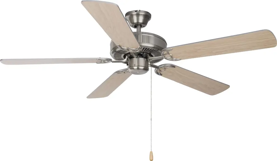 Basic-Max 52" Ceiling Fan in Satin Nickel with Silver and Maple Blades - Image 1